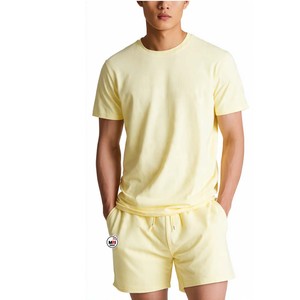 Wholesale Mens Olive Green Crew Neck <b>T</b>-<b>Shirt</b> And Shorts Set Solid Color Quick Dry Knitted Fabric Casual Summer Wear Eco-Friendly - Product Image 5