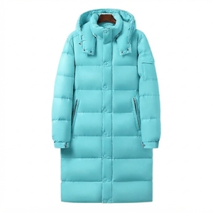 <b>Men's</b> <b>Long</b> Quilted Winter Velour Hip Hop Jacket Padded Warm <b>Coat</b> with V-neck Collar Side Pockets and Zipper Closure - Product Image 3