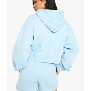 Sudadera con capucha extragrande de doble cremallera personalizada con estampado por transferencia térmica, estilo urbano, gruesa y de alta calidad para chicas - Product Image 6