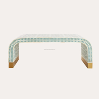 Table basse en incrustation d'os à motif géométrique artistique Meubles de maison Meubles de salon décoratifs avec incrustation complexe