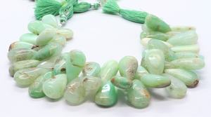Perles de chrysoprase naturel lisses en forme de poire, perles de chrysoprase en forme de poire longue, perles de pierres précieuses en chrysoprase, prix de gros, lot en vrac de 8 pouces - Product Image 2
