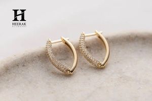 Custom 925 Sterling <b>Silver</b> Marquise Hoop Earrings Elegant Gold Plated Crescent Pave Diamond Pointed Oval <b>Huggies</b> Wholesale - Product Image 2