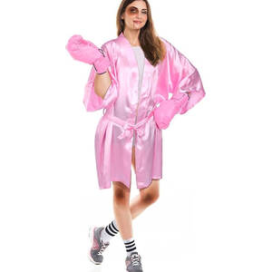 Conjunto de 5 Piezas de Disfraz de Boxeo de Halloween para Mujer Adulta, Color Rosa, con Bata de Boxeo de Satén, Guantes de Boxeo, Chaleco Deportivo y Pantalones Cortos - Product Image 6