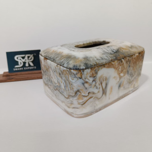 Caja de pañuelos de resina con diseño de mármol, artesanal y único, decorativa para sala de estar, baño, oficina, decoración del hogar. - Product Image 6