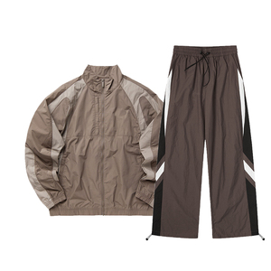 Ensemble de survêtement homme personnalisé coupe régulière grande taille automne léger 100% coton streetwear coupe-vent 2-en-1 haut et pantalon de jogging - Product Image 2