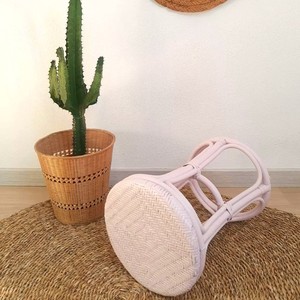 Best Selling Home Furniture Rattan pink Wicker bar Stool Chairs New Lovely Design Counter <b>Pouf</b> Stools - Product Image 3