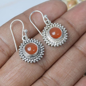 Pendientes Colgantes de Plata 925 Vintage con Coral, Diseño de Flor, Joyería para Uso Diario de Mujer y Niña - Product Image 2