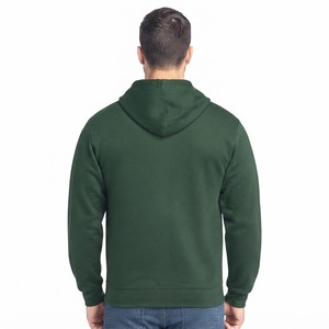 Sweat-shirt à capuche zippé en polaire vert foncé pour homme, coupe classique, couleur unie, décontracté, manches longues, pour l'automne - Product Image 2