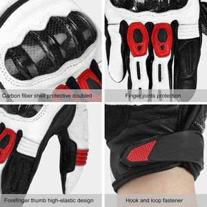 New Standard Men's Leather Motorbike <b>Gloves</b> Breathable Non Slip <b>Touchscreen</b> Compatible Adjustable Wrist Strap High Speed Track - Product Image 3