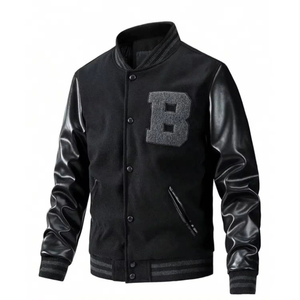 Chaqueta Varsity Bordada Personalizada con Parches Aplicados, Chaqueta de Béisbol de Satén al por Mayor para Equipos Deportivos - Product Image 1
