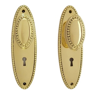 Modern Oval Solid <b>Brass</b> <b>Door</b> <b>Knob</b> with Back Plate Beaded Edge Dummy Design Furniture Durable Hardware Passage Privacy <b>knob</b> - Product Image 1