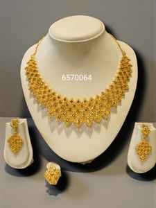 AWAIS HOUSE Nouvelle Collection Style Hip Hop Plaqué Or Laiton Ensemble Collier et Bracelet Femme Mariage Fête Diamant Massif Infini - Product Image 2