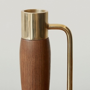 Modern Gold Metal And Wooden Drop Shaped <b>Taper</b> <b>Candle</b> <b>Holder</b> Featuring A Curved Stand For Unique Tabletop Home Decoration - Product Image 5