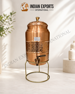 Hand Hammered Copper <b>Water</b> <b>Dispenser</b> with Stand – 5L 10L 18L from Indian exports international. ( Certified pure copper ) - Product Image 1