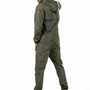 Conjunto Deportivo Unisex Verde Oliva con Capucha, Manga Larga, Color Sólido, Resistente al Viento, Informal, para Correr, Invierno, Peso Medio, 100% Algodón - Product Image 3