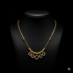 Chaîne en or 22 carats, pendentif géométrique moderne en or, bijoux de mariage indiens traditionnels, délicats - Product Image 1