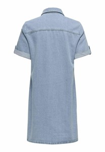Women Denim Shirt Mandarin Collar Maxi Solid Color Breathable Casual <b>Summer</b> Style Cotton Woven Fit Regular Simple A-Line Quick - Product Image 5