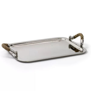 Bandeja de Servir Rectangular Moderna de Metal Dorado con Asas, Plato Decorativo para Decoración del Hogar y Accesorios de Cocina en Venta - Product Image 3