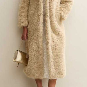 Abrigo Largo de Cuero Genuino para Mujer con Cuello de Piel Real, Abrigo de Invierno a la Moda, Prenda Exterior Cálida de Lujo, Abrigo Largo de Alta Calidad - Product Image 5