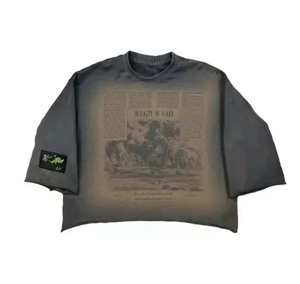 เสื้อยืดโอเวอร์ไซส์ทรงครอปพิมพ์ลายกราฟิกสไตล์สตรีทแวร์ แขนสั้น คอกลม ผ้าคอตตอนเจอร์ซีย์ สำหรับผู้ชาย แบรนด์ Belly Rich - Product Image 3