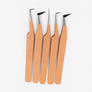 HARRAR GROUP Ensemble professionnel de pinces et ciseaux de précision en acier inoxydable, pointes dorées lisses, longueur 13 cm, pour extensions de cils - Product Image 6