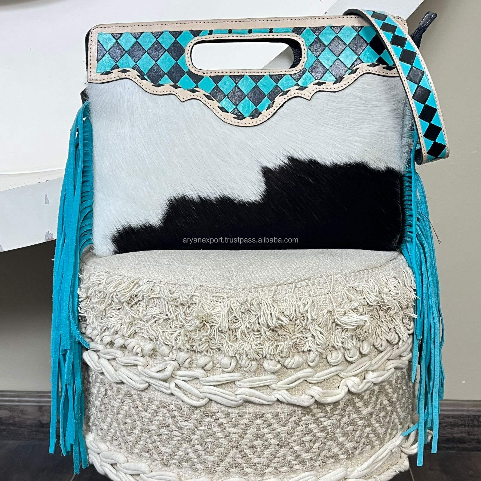 Turquoise & Black Checkered