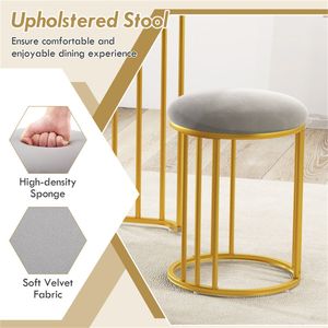 Set da Pranzo Bianco e Oro con Tavolo con Piano in Finto Marmo, 2 Ripiani Aperti e Sgabelli Imbottiti Regolabili - Product Image 6