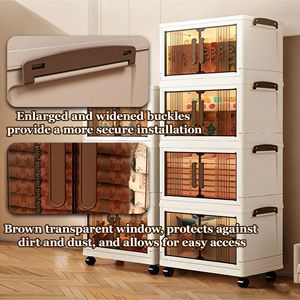 Carrito de Almacenamiento de Plástico de 5 Niveles con Puertas y Ruedas, Organizador Apilable Ajustable para Hogar, Oficina y Garaje - Product Image 4