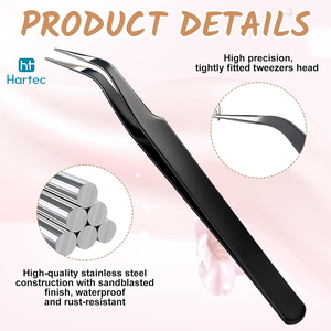 2026 Premium Quality Stainless Steel Lash Extension Tool, Minimalist Matte Black Finish, Anti-Magnetic Salon Beauty Tweezers - Product Image 3