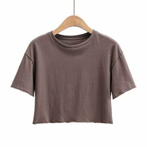 Womens Cropped Short Length Tshirt 180gsm O-neck Slim Fit Custom logo Screen Print Streetwear Knitted Women <b>Top</b> - Product Image 5