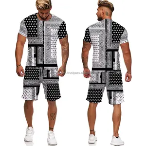 T-shirt manches courtes Style Hip-Hop pour homme et femme, ensemble 2 pièces, Vintage, imprimé africain, décontracté, survêtement, été, 2020 - Product Image 2