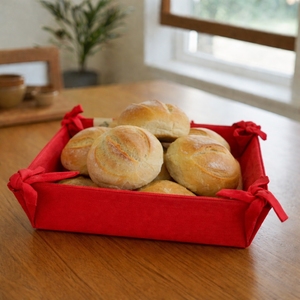 100% Cotton Woven <b>Foldable</b> Tie-Up Multifunctional Square Bread Serving Basket for Dining <b>Table</b> - Product Image 4