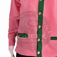 Personalizado | Alfa | Cárdigan para Mujer Sorority AKA, Colección Griega IND, Rosa Verde, Acrílico Tejido, Cuello en V, Transpirable, para Todas las Temporadas