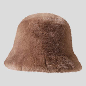 หมวกบักเก็ตขนเฟอร์เทียมสำหรับผู้หญิง SIDDIQUI HOSINEX แบบเรียบหรู ทันสมัย ไม่มีรอยต่อ ย้อมสี สำหรับฤดูหนาว อุ่นสบาย ประดับโบว์ แต่งขอบขาด - Product Image 3