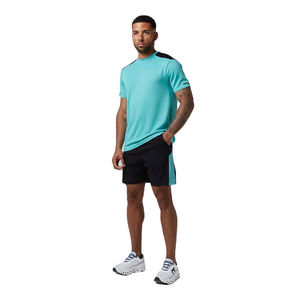 Men's Turquoise Crew Neck T-Shirt Shorts <b>Set</b> Color Blocking Sporty Breathable Quick Dry 100% Cotton <b>Knitted</b> Fabric Summer Wear - Product Image 2