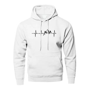 Sudadera con Capucha para Hombre al por Mayor, con Estampado de Latido de Corazón de Montaña, Ajuste Regular, Ropa Casual, Jersey de Algodón Tejido para Otoño - Product Image 2