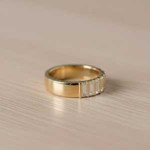 Anillo de media eternidad con diamantes cultivados en laboratorio, corte baguette, para mujer, oro sólido de 14 quilates, joyería fina para compromiso y boda, ideal para regalo. - Product Image 3