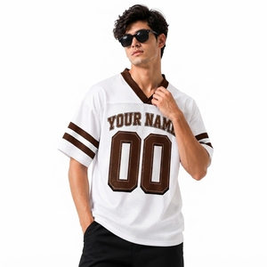 Venta al por Mayor de Camisetas de Fútbol Americano Personalizadas, Transpirables, Cuello en V, Manga Corta, Ropa Deportiva Unisex, Fabricante de Ropa Urbana - Product Image 5