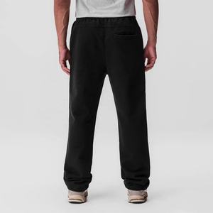 Men's Black Acid Wash Straight Mid Waist Elastic Drawstring Sweatpants with Side Pockets Casual Joggers - Product Image 2