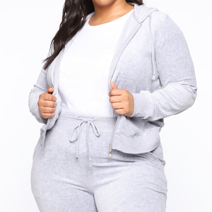 Conjunto Deportivo de Dos Piezas para Mujer, Sudadera con Capucha y Cierre de Cremallera en Gris Sólido y Pantalones Jogger con Cordón Ajustable, Venta al Por Mayor, Modelo Regular 2027 - Product Image 4