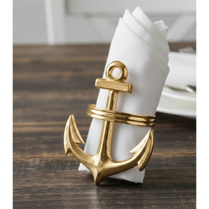 Anillo para Servilletas con Forma de Ancla Dorada, Decoración Náutica para Mesa de Comedor, Bodas en la Playa, Fiestas, Hebilla de Metal Pulido para Hogar y Cocina - Product Image 1