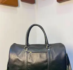 Coral Weavers Premium Genuine Leather Vintage <b>Weekender</b> <b>Holdall</b> Zipper Closure Separate Shoe Pocket Spacious Polyester Portable - Product Image 4