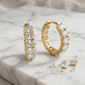 ต่างหูเพชรทรงวงรี 4.00 กะรัต แบบติดหู - Product Image 1