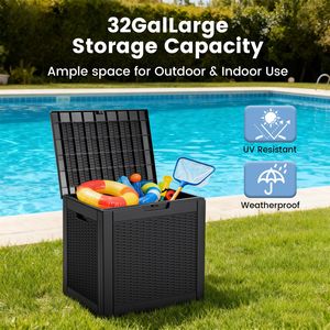 31-Gallon Deck <b>Box</b> with External Waterproof Resin <b>Lockable</b> Outdoor <b>Storage</b> - Product Image 6