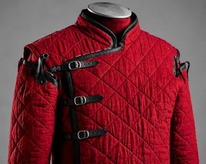 Gambesón Rojo Medieval, Chaqueta Acolchada de Algodón, Armadura Aketon, Abrigo de Caballero de Manga Larga, Disfraz de Cosplay para Halloween y Pascua - Product Image 3