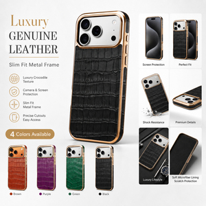 Funda para Teléfono <span class=keywords><strong>de</strong></span> Cuero Genuino con Textura <span class=keywords><strong>de</strong></span> Cocodrilo, Electrochapada, Compatible con Carga Inalámbrica, para <span class=keywords><strong>Apple</strong></span> Serie 18/17/16/15/14/13/12 - Product Image 5
