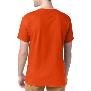 Camiseta Básica Casual de Cuello Redondo y Manga Corta en Color Naranja Sólido - Tela de Algodón Suave de Primera Calidad, Ideal para Uso Diario en Verano para Hombres - Product Image 2