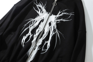 Custom Logo Graphic Skeleton Print Zip Up Hoodie Heavyweight 100% Cotton Streetwear Apparel Manufacturer Factory OEM Supplier - Product Image 4