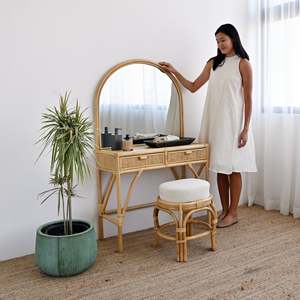 Luxury Handcrafted Rattan Dressing Makeup <b>Table</b> with <b>Mirror</b> Best Price Natural Wicker <b>Tables</b> for Makeup - Product Image 5