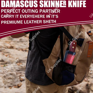 Cuchillo de Caza de Hoja Fija de Acero de Damasco Hecho a Mano UA Supplies con Mango de Madera Padauk Roja, OEM/ODM Disponible, Equipo EDC Multifuncional - Product Image 5